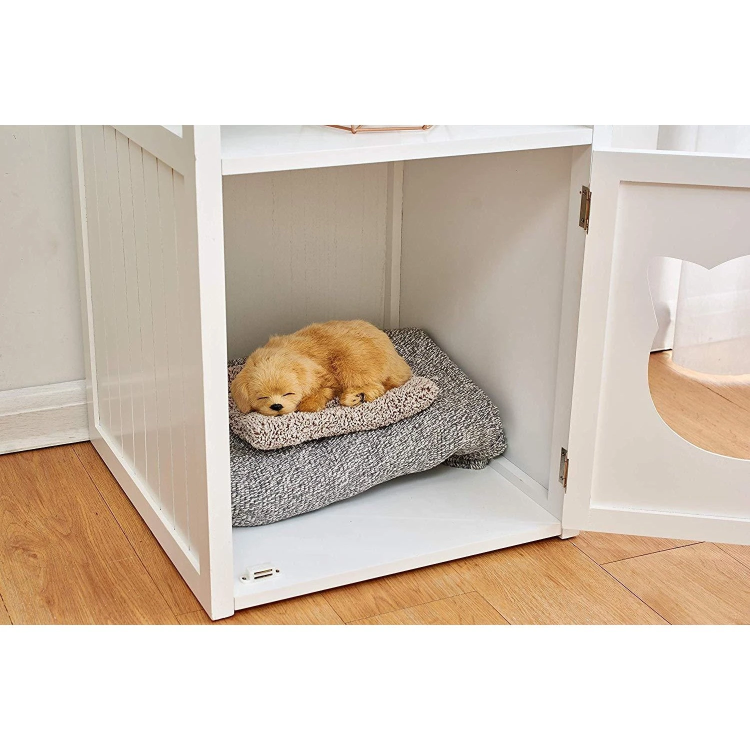 Bastet Wooden Cat Cave Bedside Cabinet Litter Box Cat House Nightstand White - Image 6