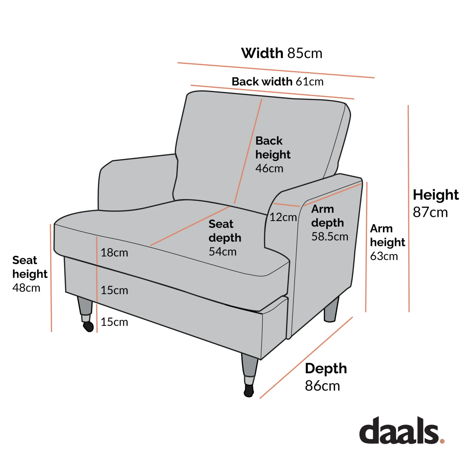 Brigette Mint Soft Brushed Fabric Armchair With Antique Brass Castor Legs - Image 5
