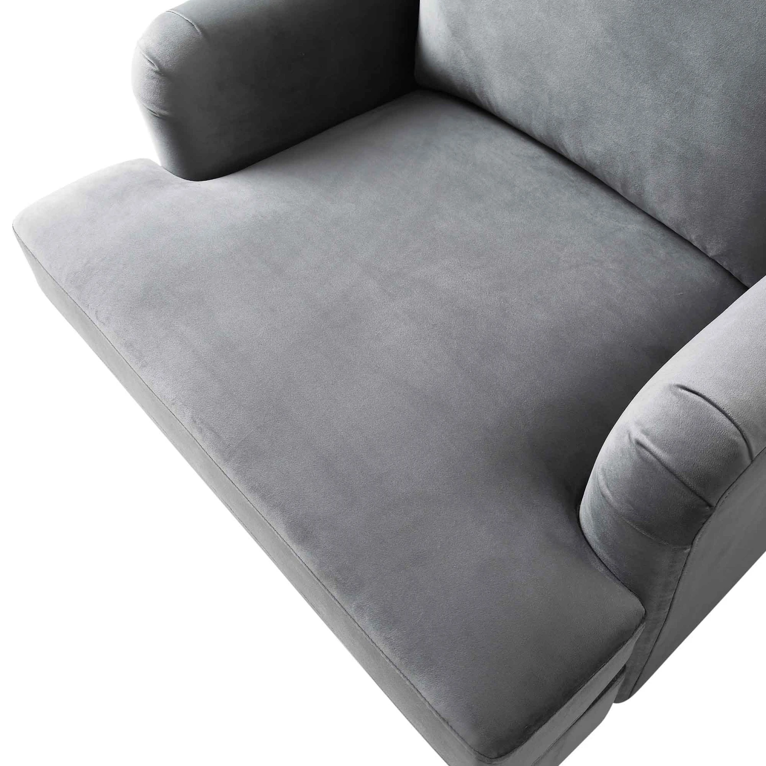 Brigette Grey Velvet Armchair With Antique Brass Castor Legs - Image 10