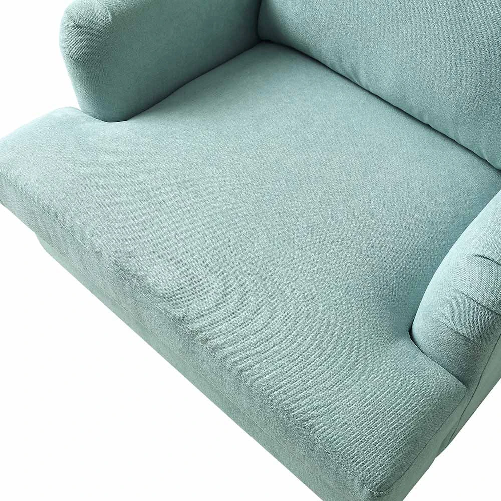 Brigette Mint Soft Brushed Fabric Armchair With Antique Brass Castor Legs - Image 9