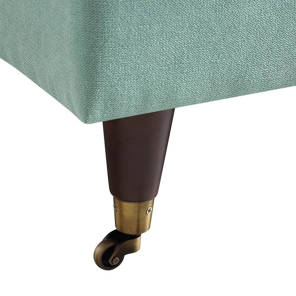 Brigette Mint Soft Brushed Fabric Armchair With Antique Brass Castor Legs - Image 11