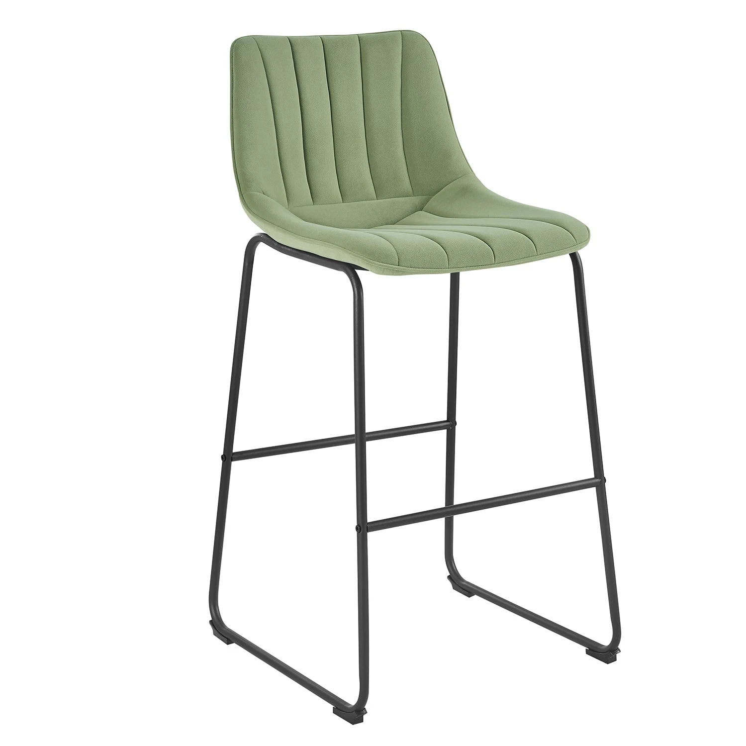 Sutton Set Of 2 Barstools With Fluted Back (Sage Green Velvet) - Image 3