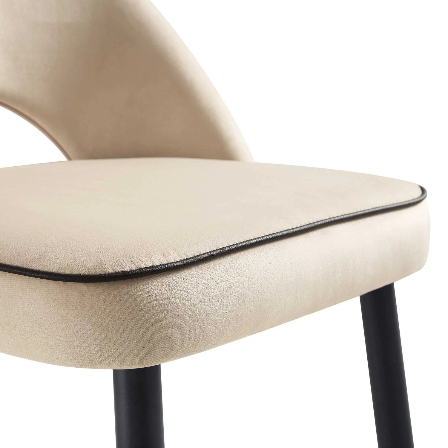 Oakley Set Of 2 Champagne Velvet Upholstered Counter Stools With Contrast Piping - Image 10