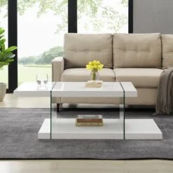 Albion White High Gloss And Glass Coffee Table