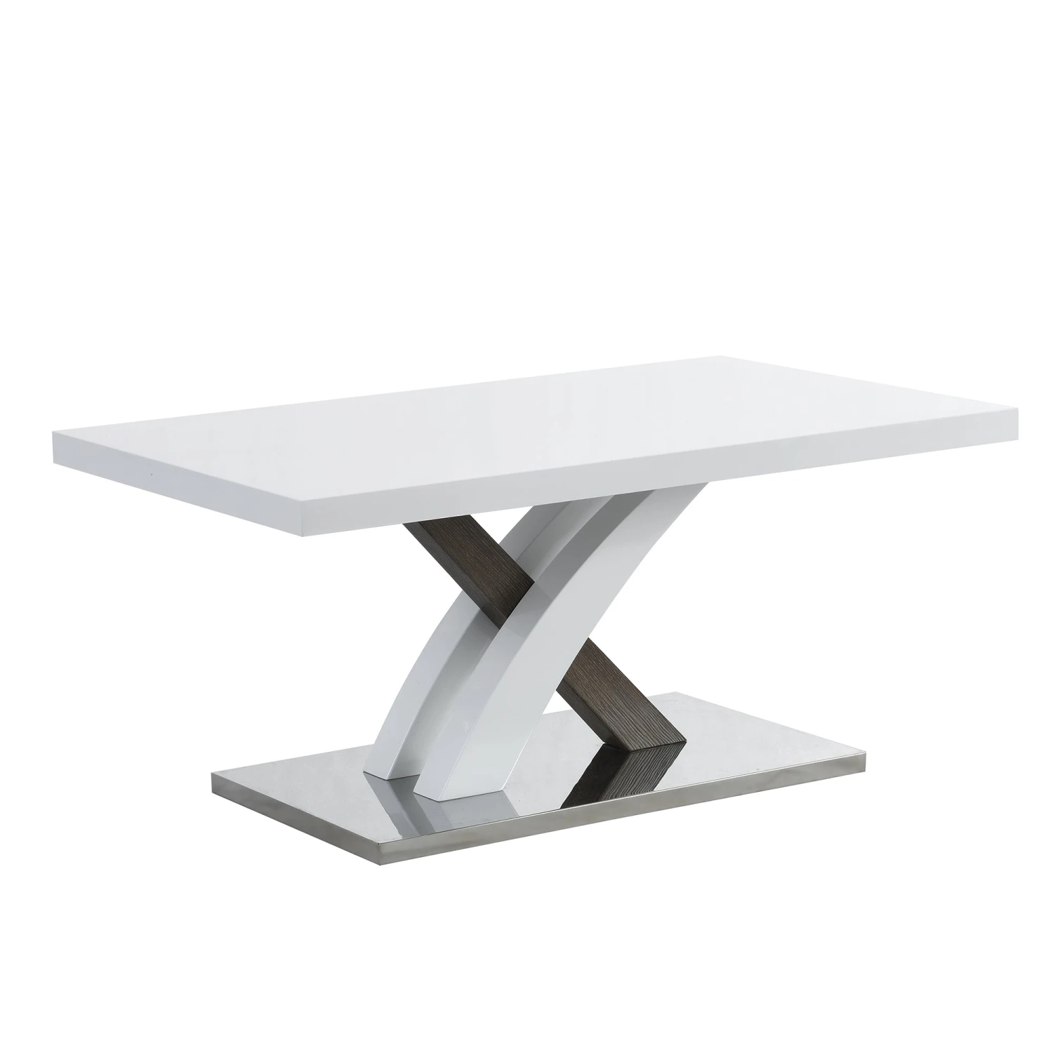 Basel High Gloss White Coffee Table With Stainless Steel Base - Image 4
