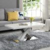 Basel High Gloss White Coffee Table With Stainless Steel Base