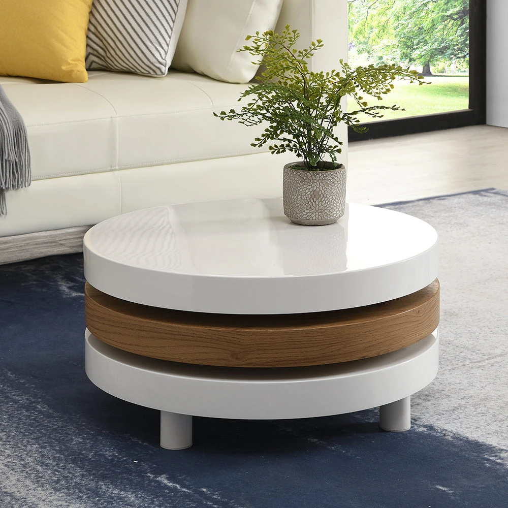 Gomboc 3 Tier High Gloss Rotating Coffee Table - Image 2