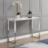 BIASCA High Gloss Marble Effect 120cm Console Table With Silver Chrome Legs