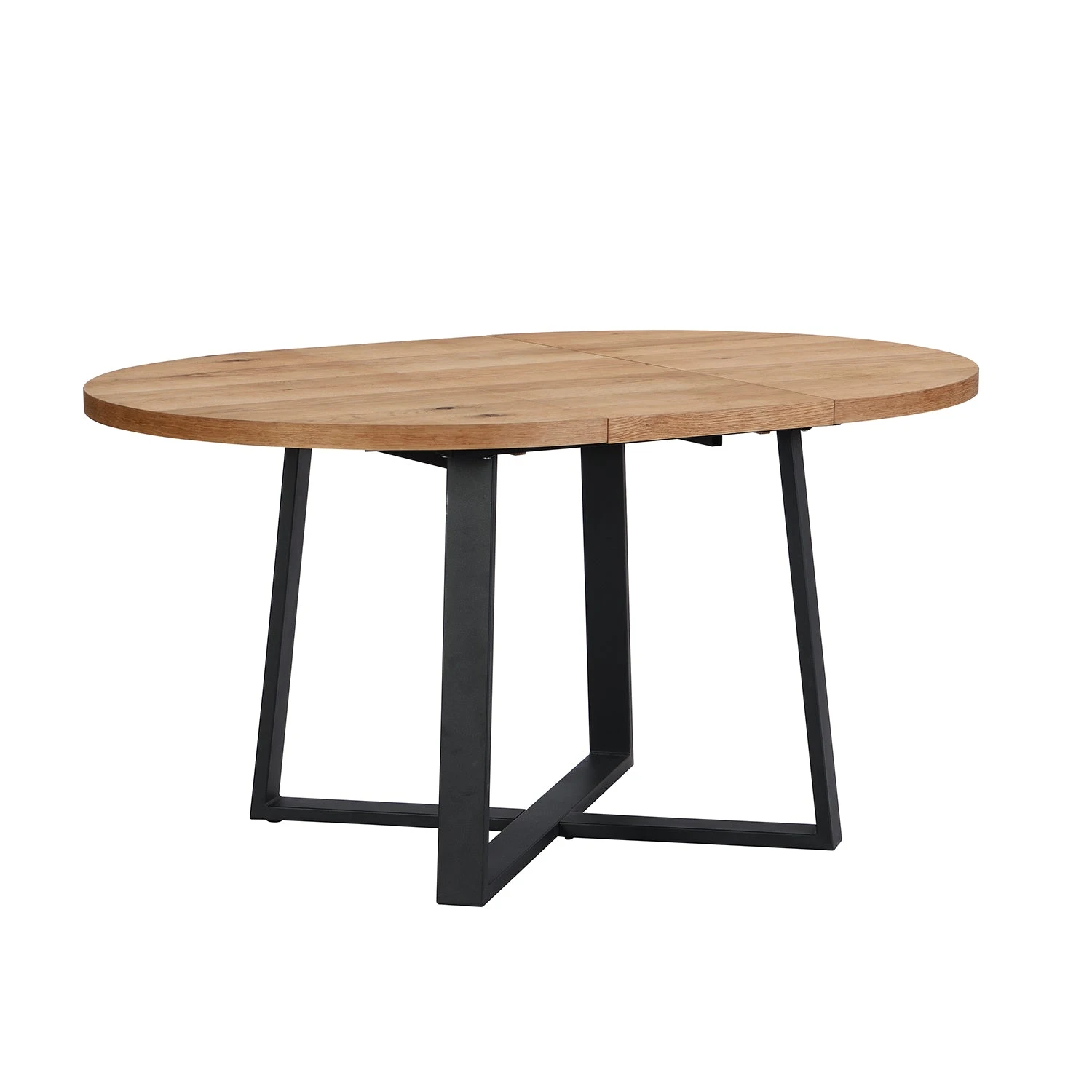 BERN Extending Round Dining Table With Metal Legs, Oak - Image 6