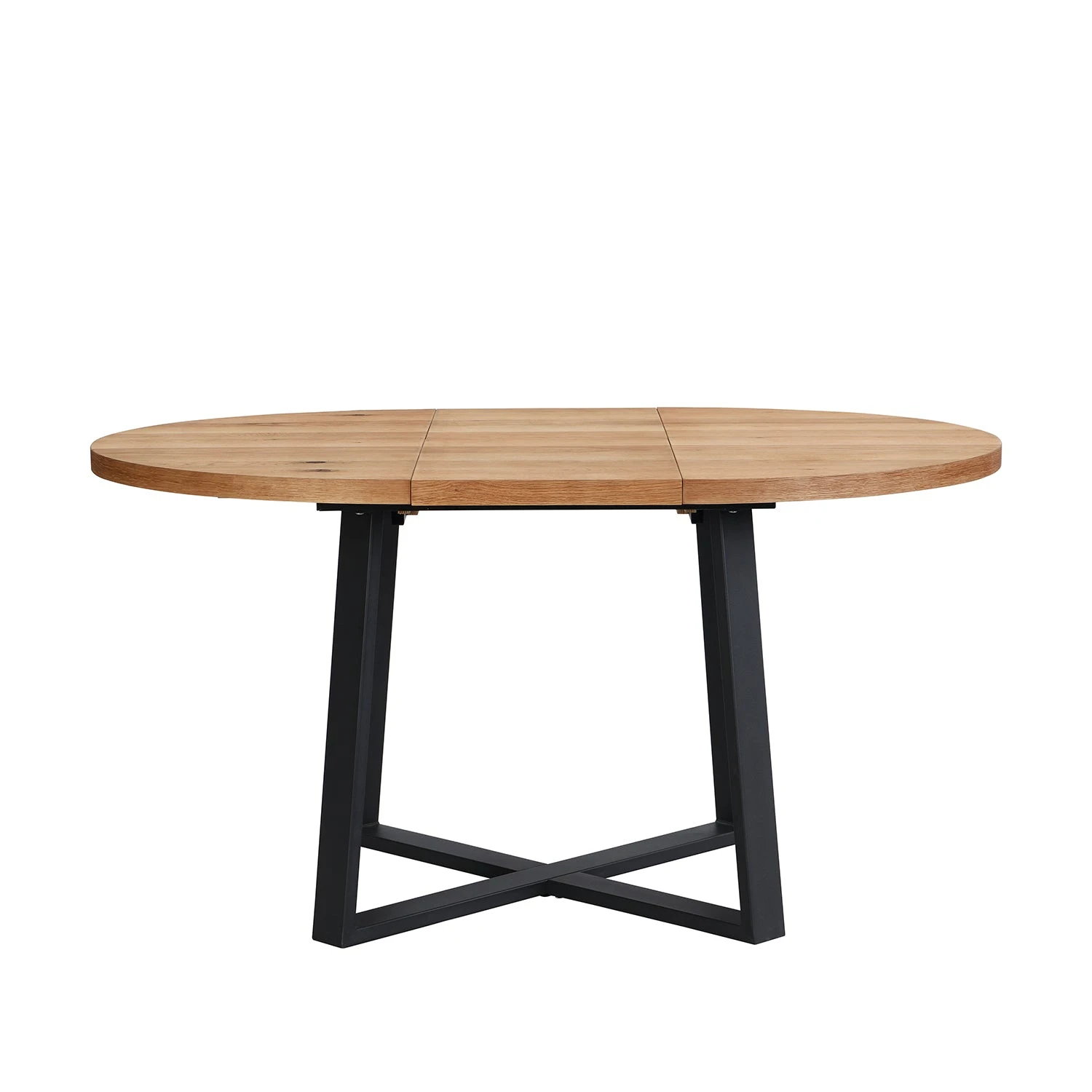 BERN Extending Round Dining Table With Metal Legs, Oak - Image 7