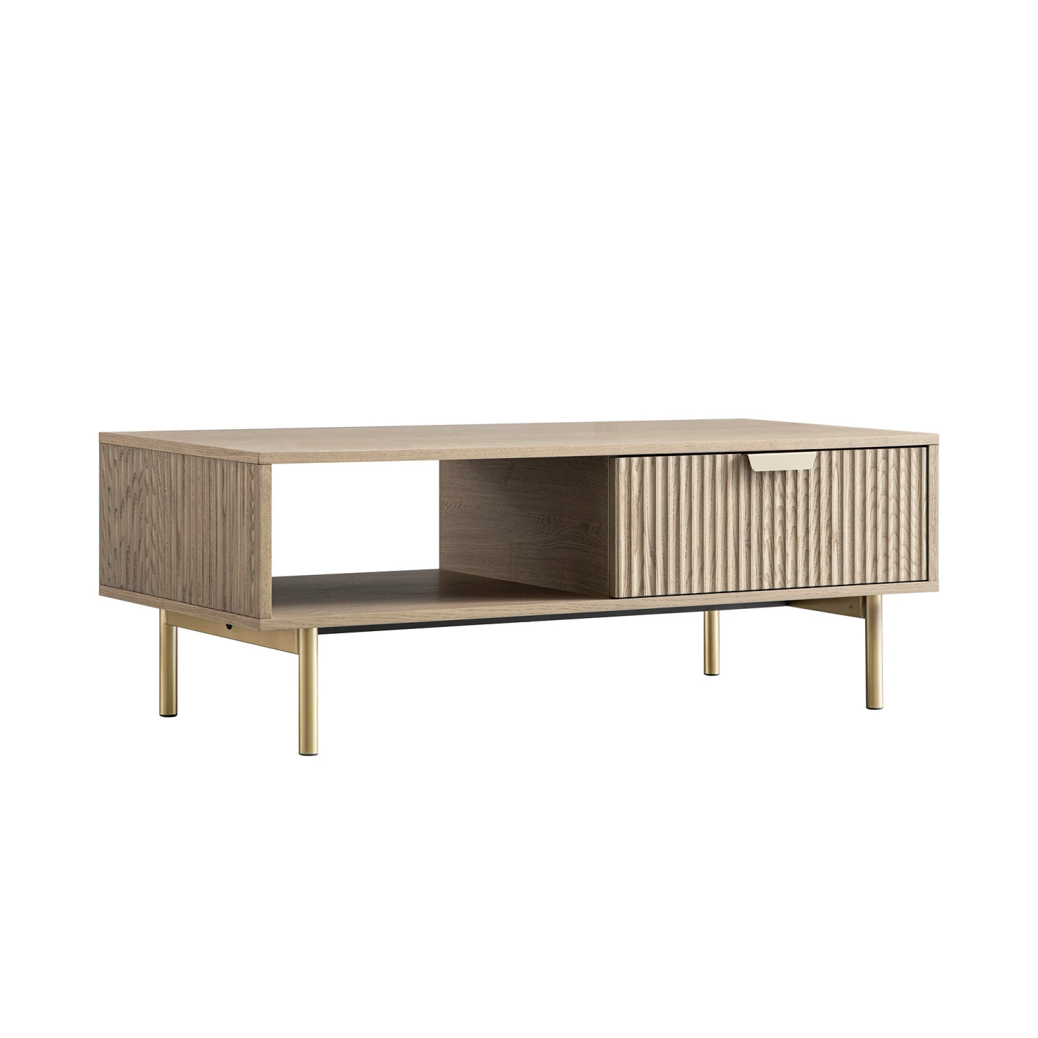 Richmond Ridged Coffee Table With Drawer, Light Ash - Image 2