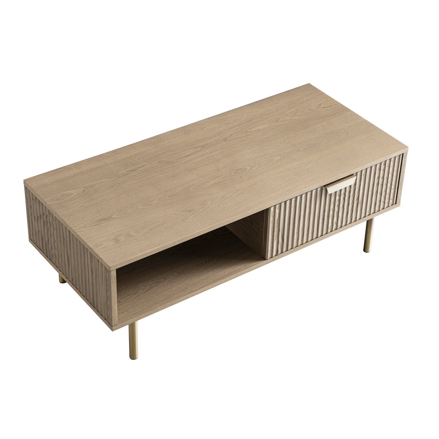 Richmond Ridged Coffee Table With Drawer, Light Ash - Image 5