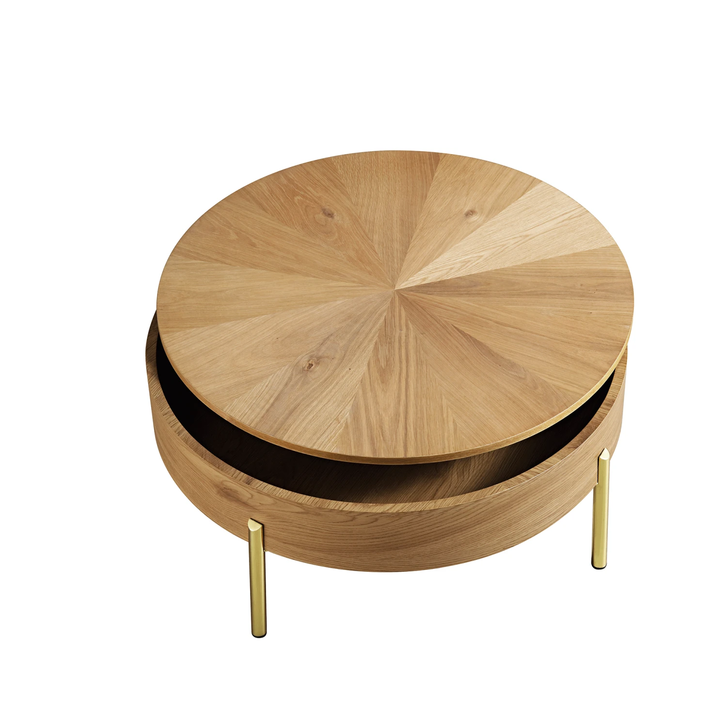 Bohdi Oak Round Rotating Coffee Table - Image 4