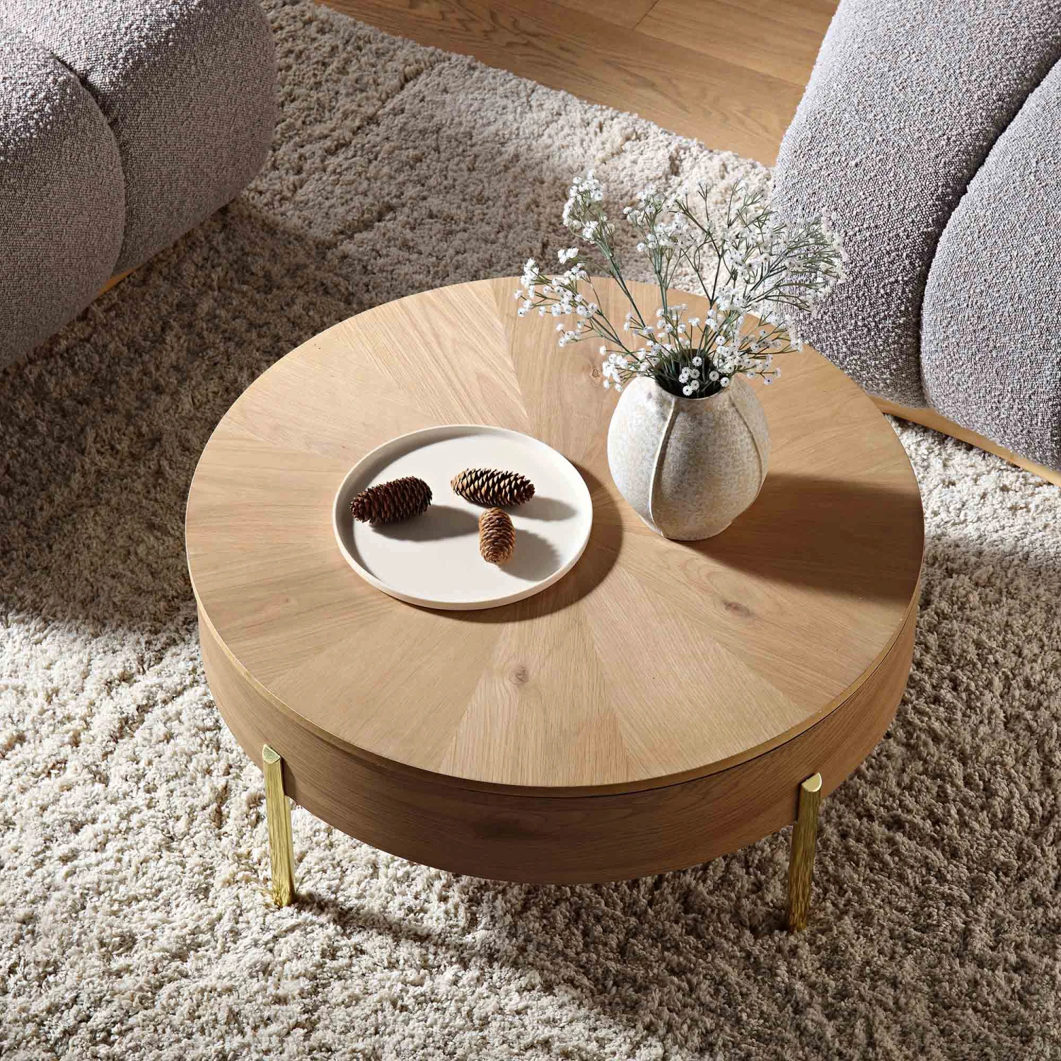 Bohdi Oak Round Rotating Coffee Table - Image 3