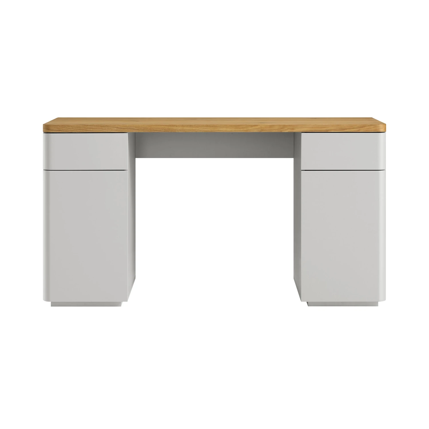 Agnes Curved Edge Desk With Storage, Dove Grey With Oak Top - Image 6