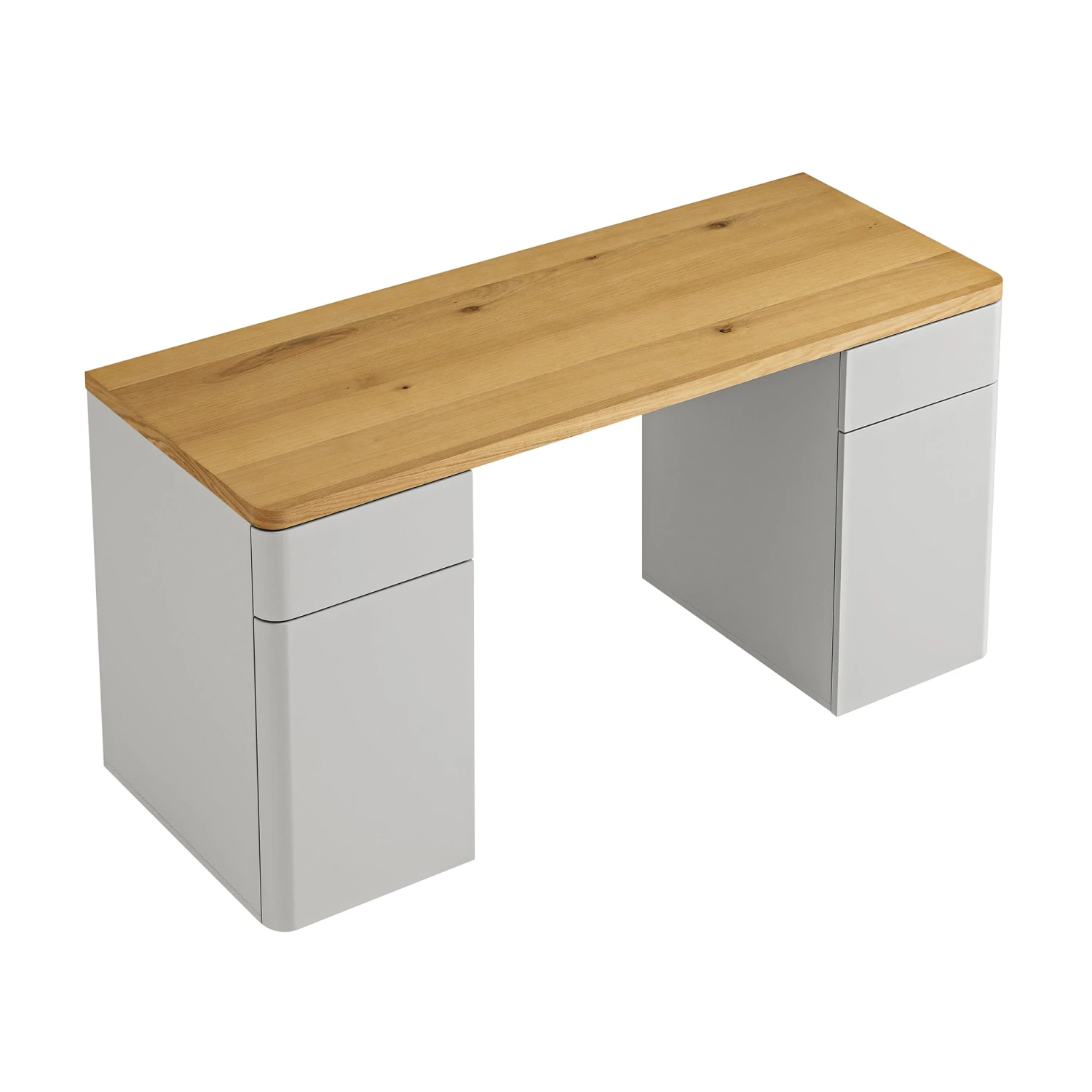 Agnes Curved Edge Desk With Storage, Dove Grey With Oak Top - Image 9