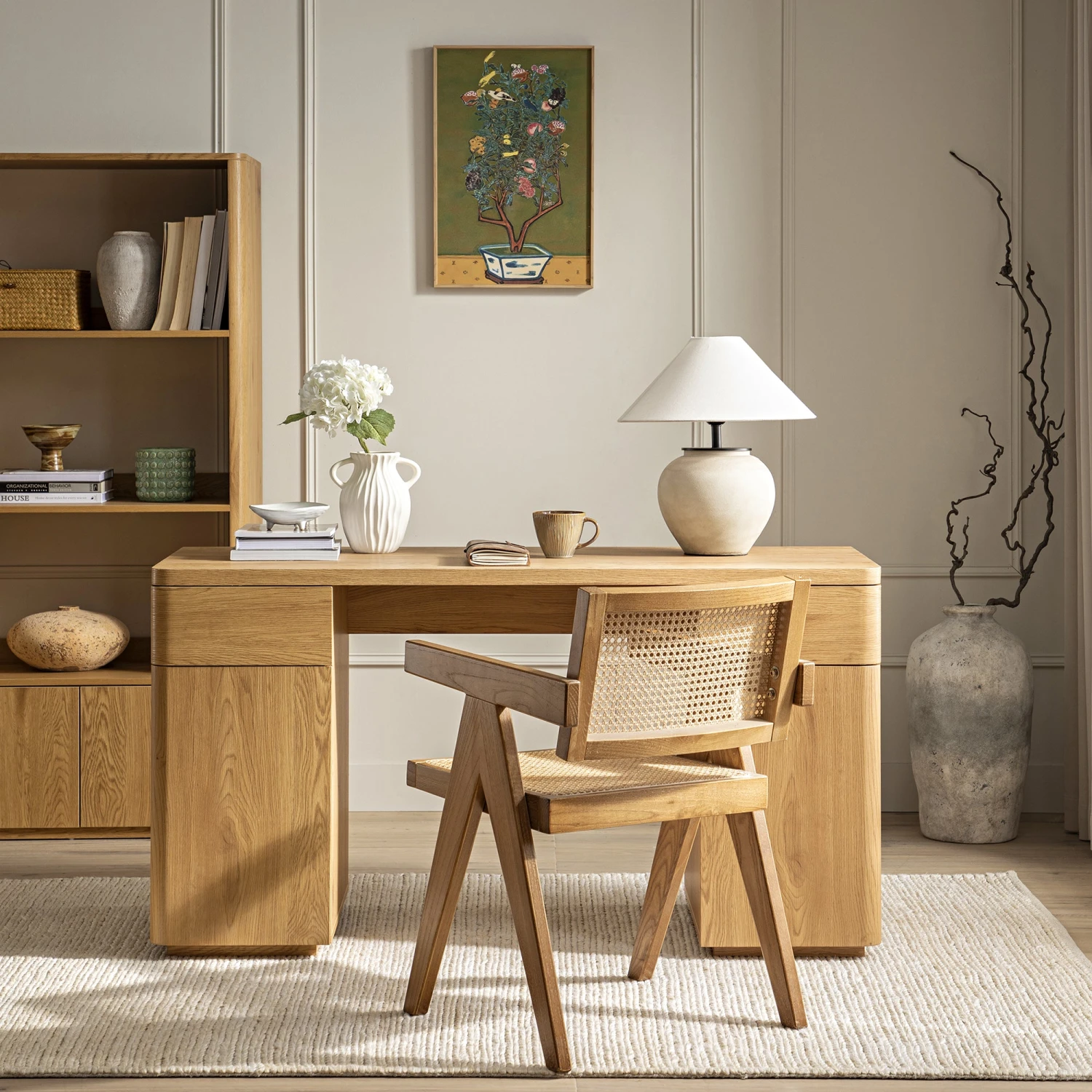 Agnes Curved Edge Desk With Storage, Natural - Image 4