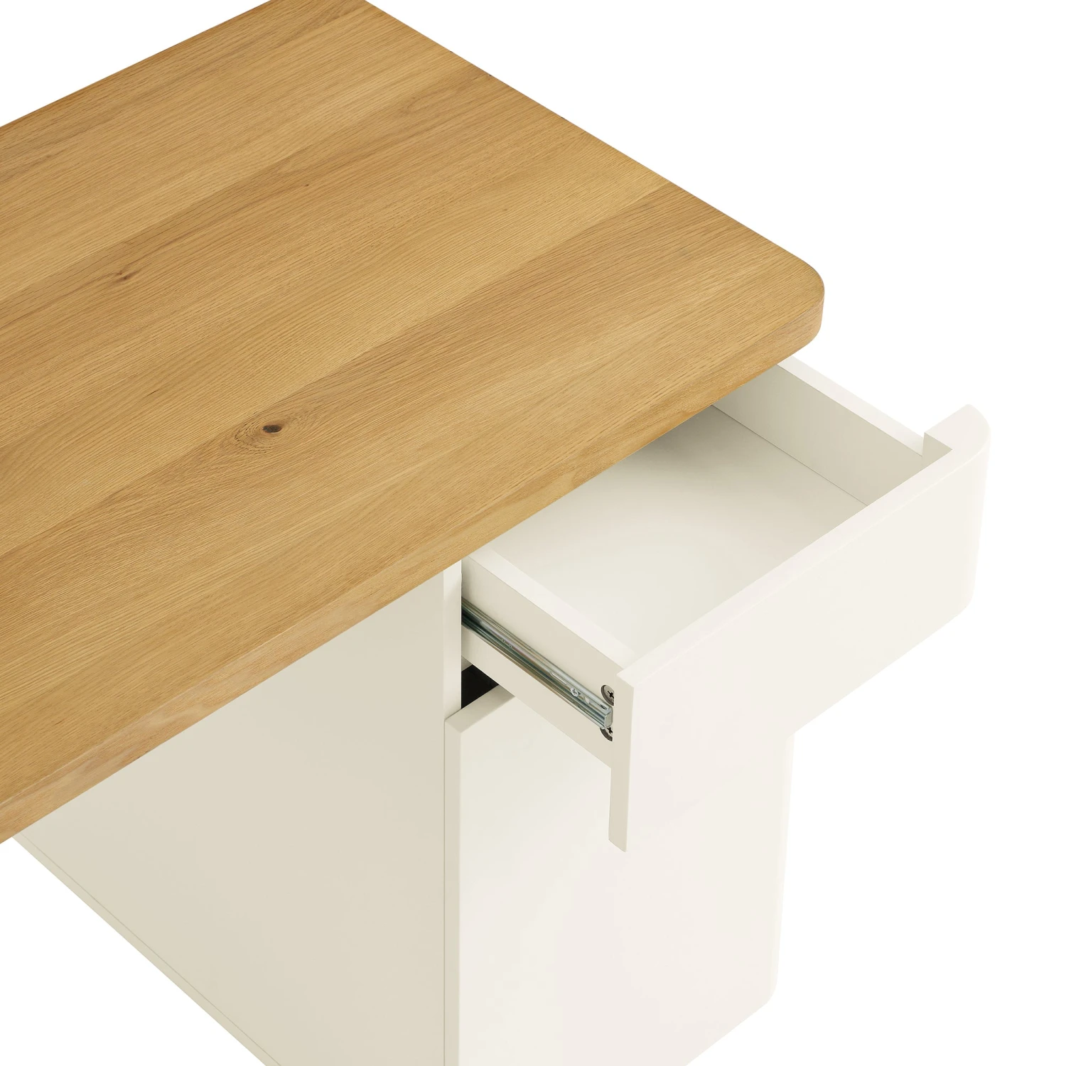 Agnes Curved Edge Desk With Storage, Off White With Oak Top - Image 13