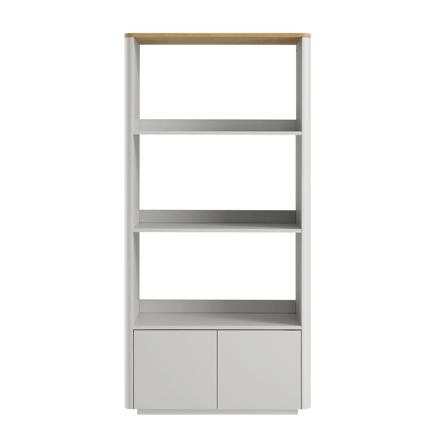 Agnes Curved Edge Bookcase, Dove Grey With Oak Top - Image 5