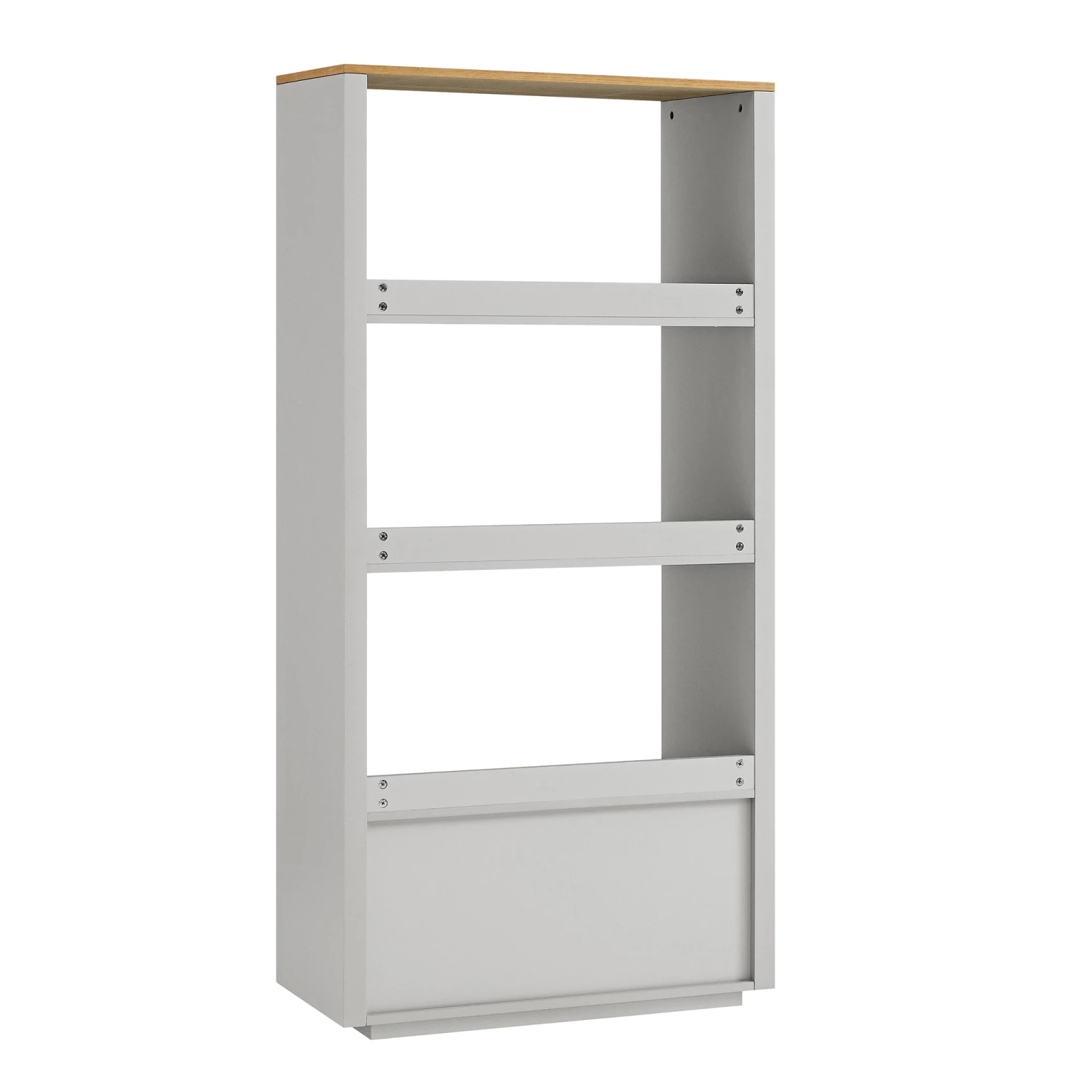 Agnes Curved Edge Bookcase, Dove Grey With Oak Top - Image 11