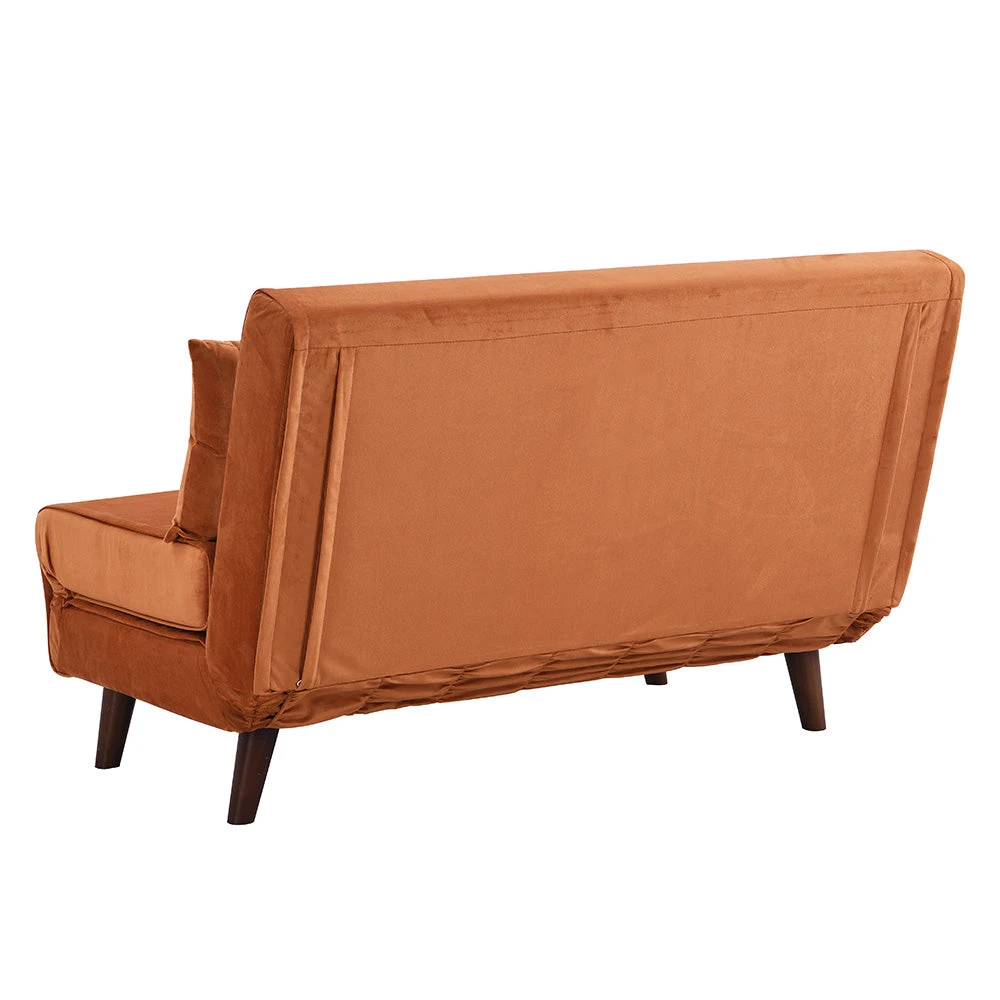 Algo Sofabed With Cushions In Orange Velvet 2 Seater - Image 11