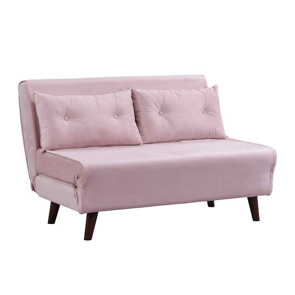 Algo Sofabed With Cushions In Pink Velvet 2 Seater - Image 5