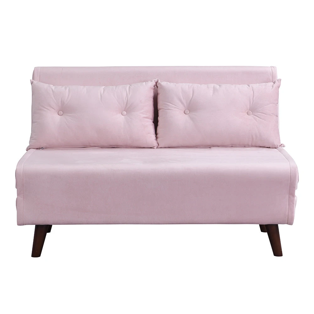 Algo Sofabed With Cushions In Pink Velvet 2 Seater - Image 6