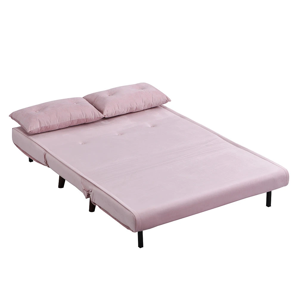 Algo Sofabed With Cushions In Pink Velvet 2 Seater - Image 8