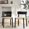 Ditton Set Of 2 Elm Wood And Jute Dining Chairs, Black
