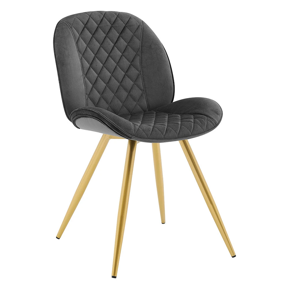 Set Of 2 Cosford Diamond Stitch Dining Chairs (Grey Velvet) - Image 5