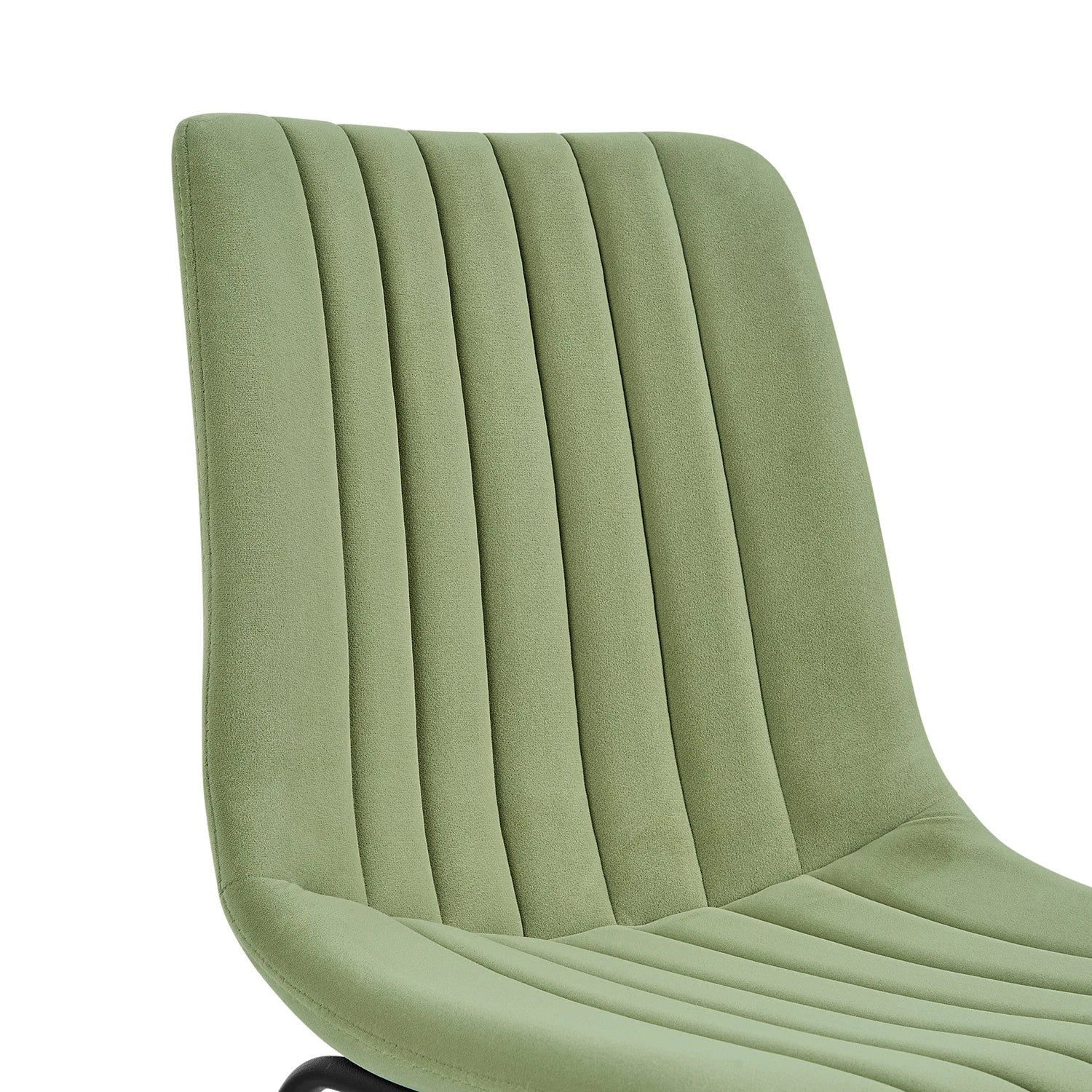 Sutton Set Of 2 Sage Green Velvet Fabric Fluted Dining Chairs With Metal Frame - Image 8