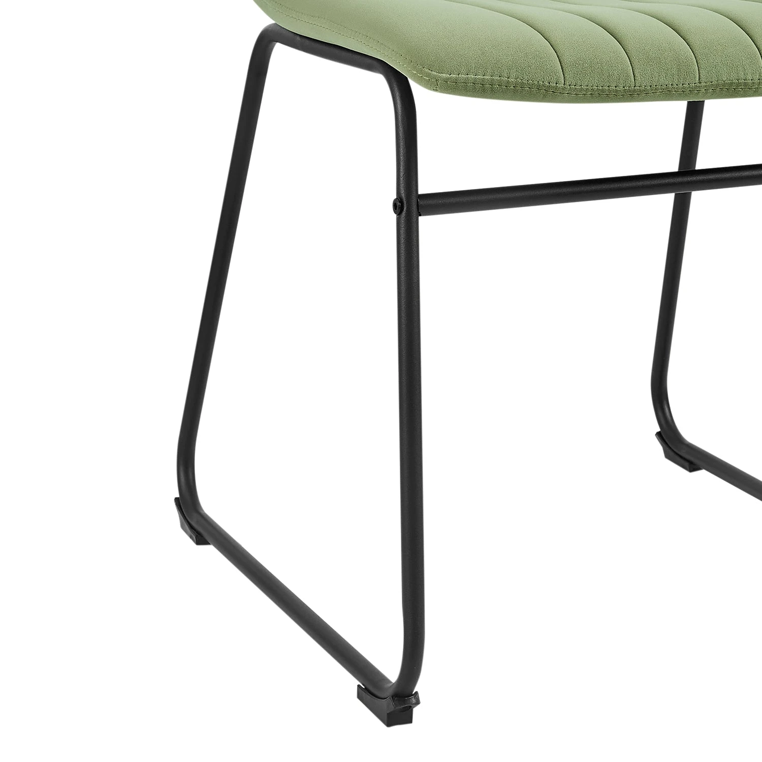 Sutton Set Of 2 Sage Green Velvet Fabric Fluted Dining Chairs With Metal Frame - Image 9