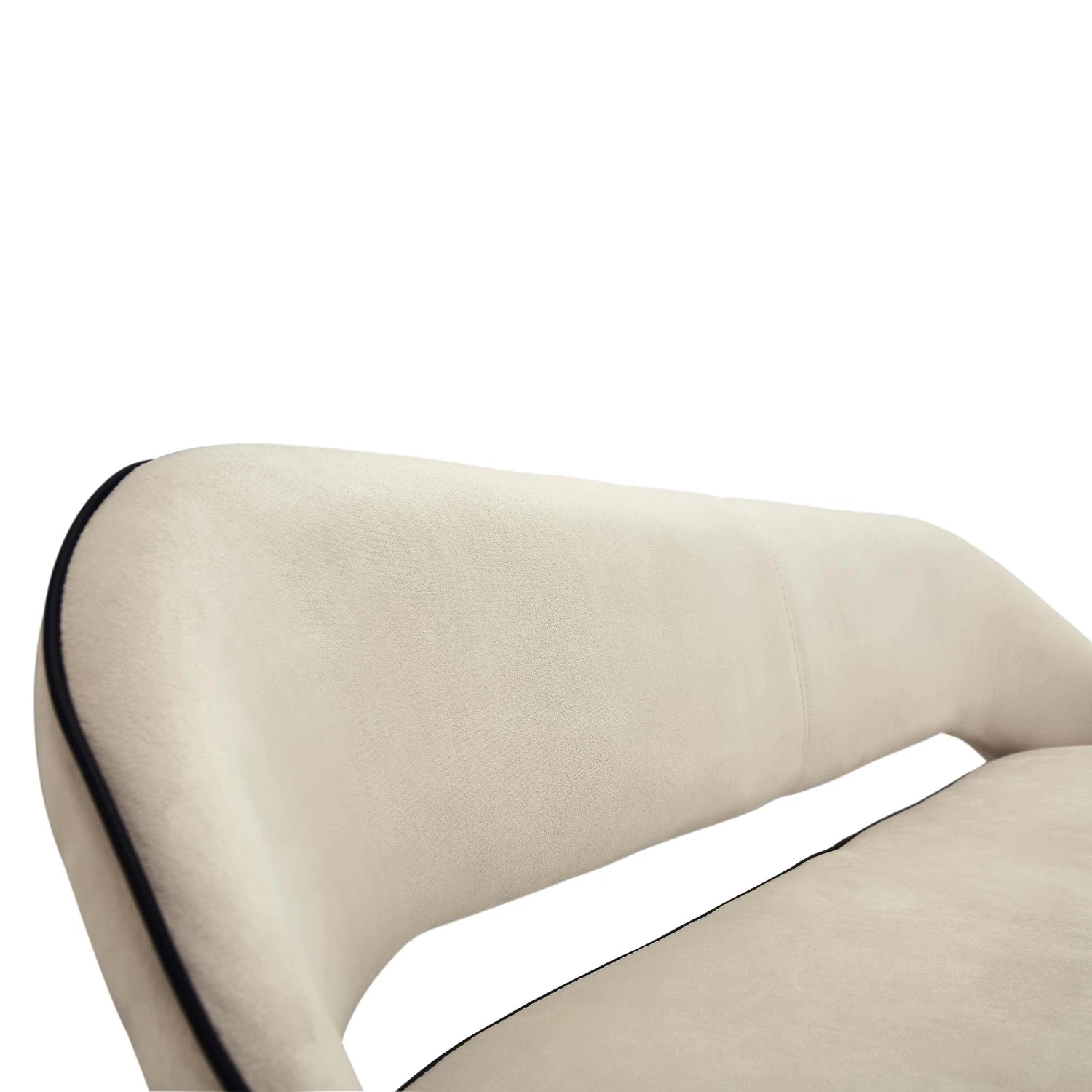 Oakley Champagne Velvet Upholstered 3 Seater Dining Bench With Contrast Piping - Image 10