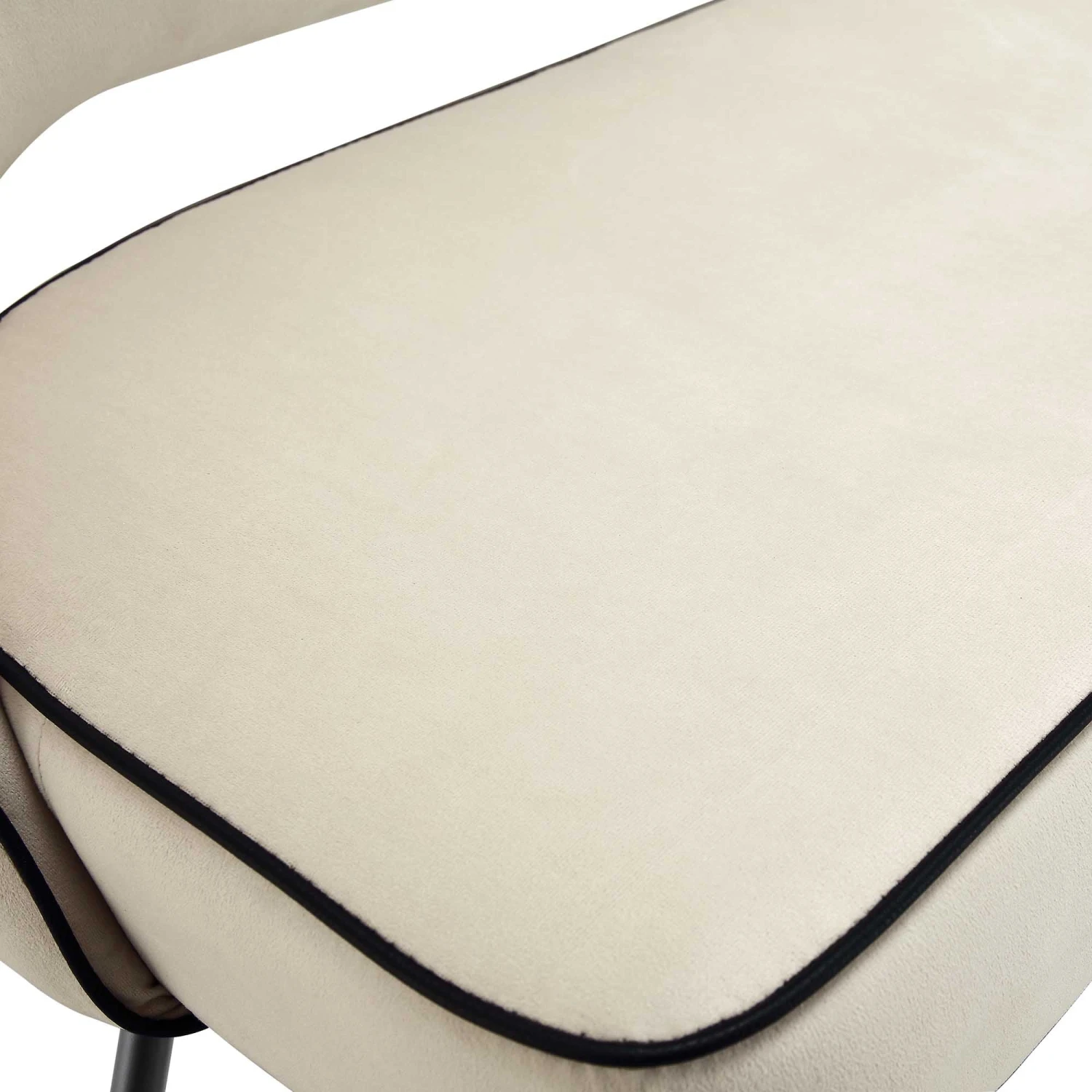 Oakley Champagne Velvet Upholstered 3 Seater Dining Bench With Contrast Piping - Image 11