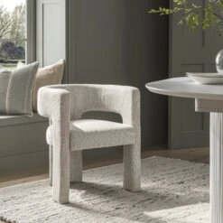 Greenwich Oatmeal & Beige Woven Textured Fabric Dining Chair