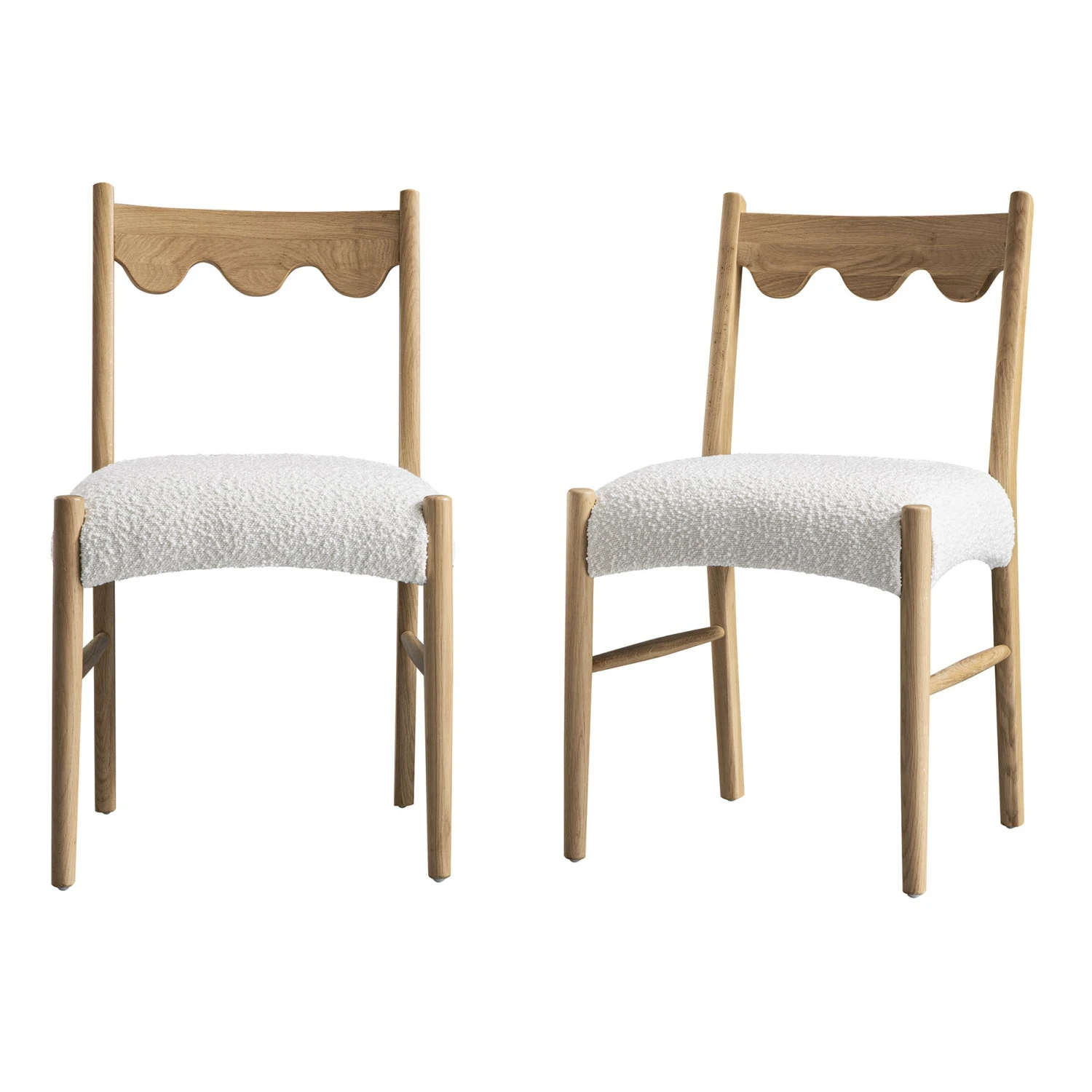 Ludlow Set Of 2 Dining Chairs, Ecru Boucle | Natural Oak Frame