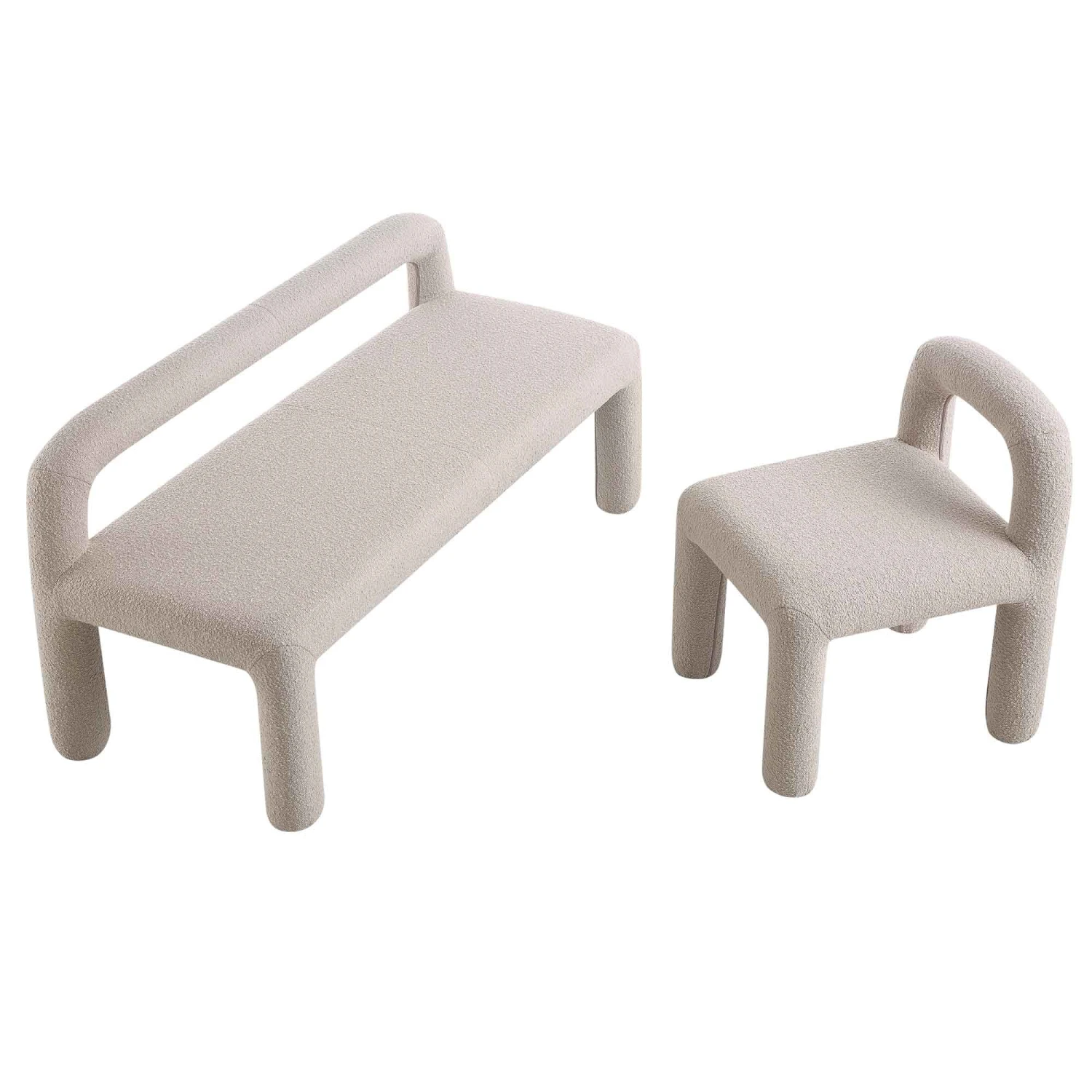 Libby Light Taupe Boucle 3 Seater Dining Bench - Image 8