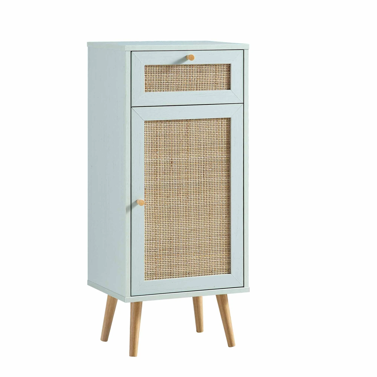 Frances Woven Rattan 1-Door Bathroom Cabinet, Mint - Image 5