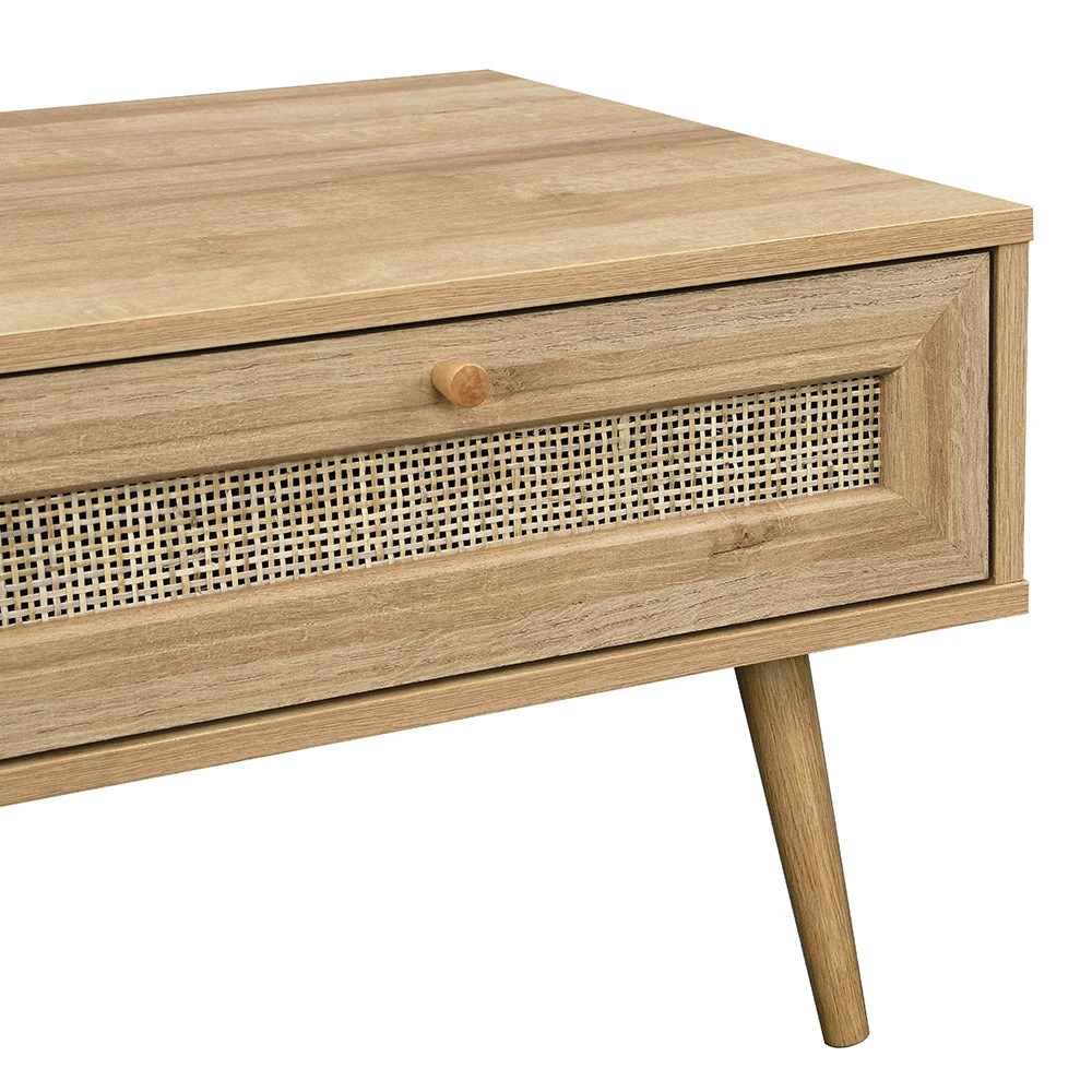 Frances Woven Rattan Wooden Coffee Table In Natural Colour - Image 9