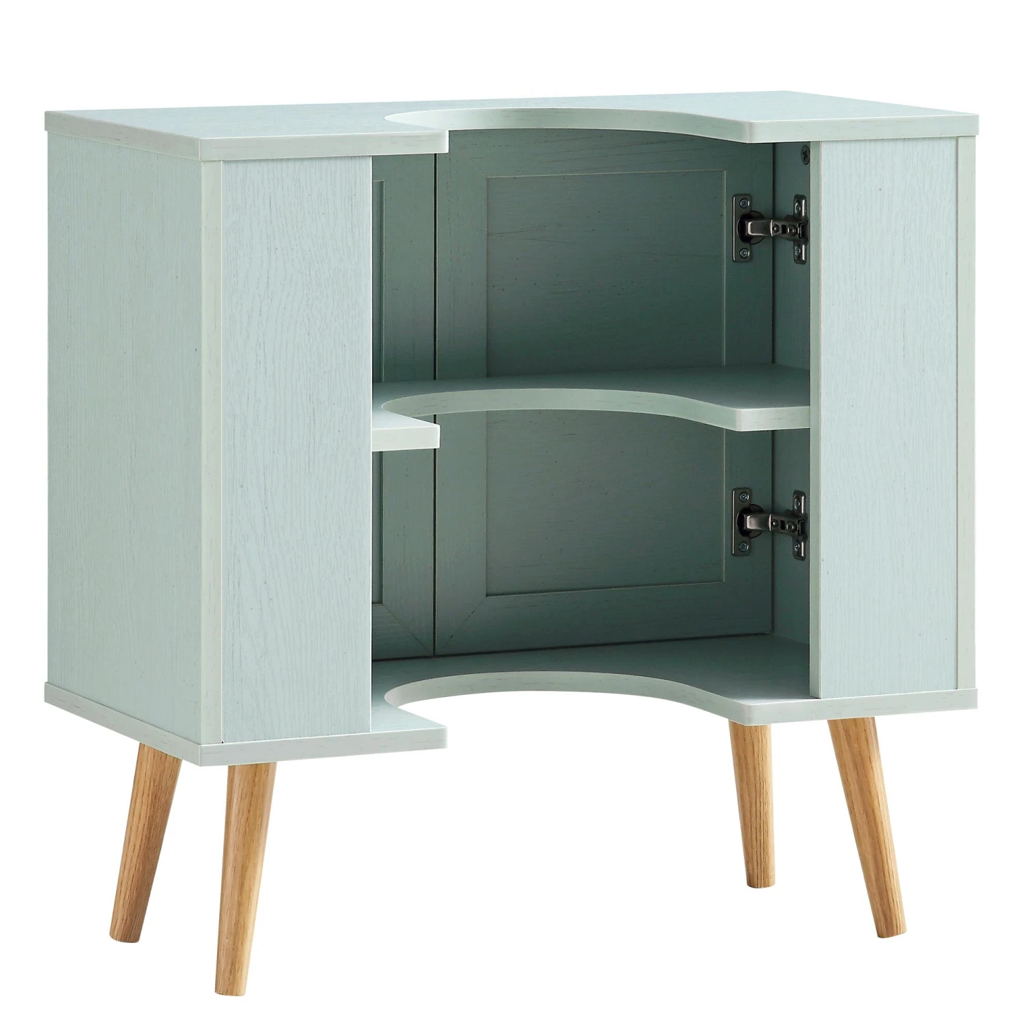 Frances Woven Rattan 2-Door Bathroom Undersink Unit, Mint Green - Image 8