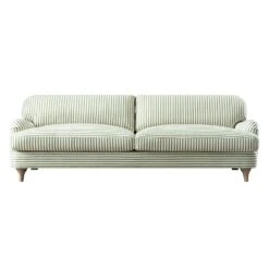Daphnis Green Striped Linen Blend Sofa, 3-Seater
