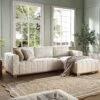 Belsize Beige Boucle Sofa With Wooden Base, Large Chaise Right Hand Facing
