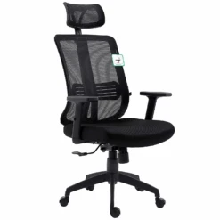 Black Mesh High Back Executive Office Chair Swivel Desk Chair With Synchro-Tilt, Adjustable Armrest & Headrest