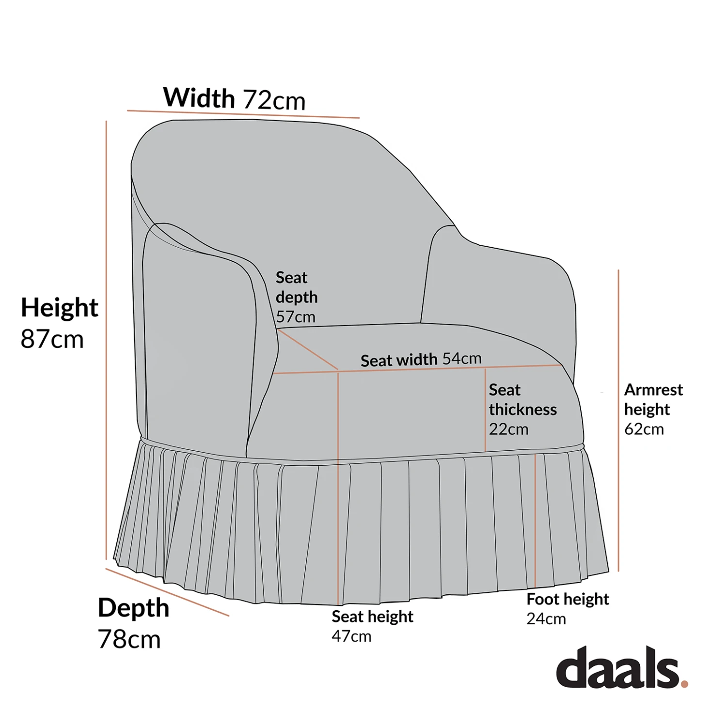 Calliope Skirted Armchair, Cinnamon Velvet - Image 9