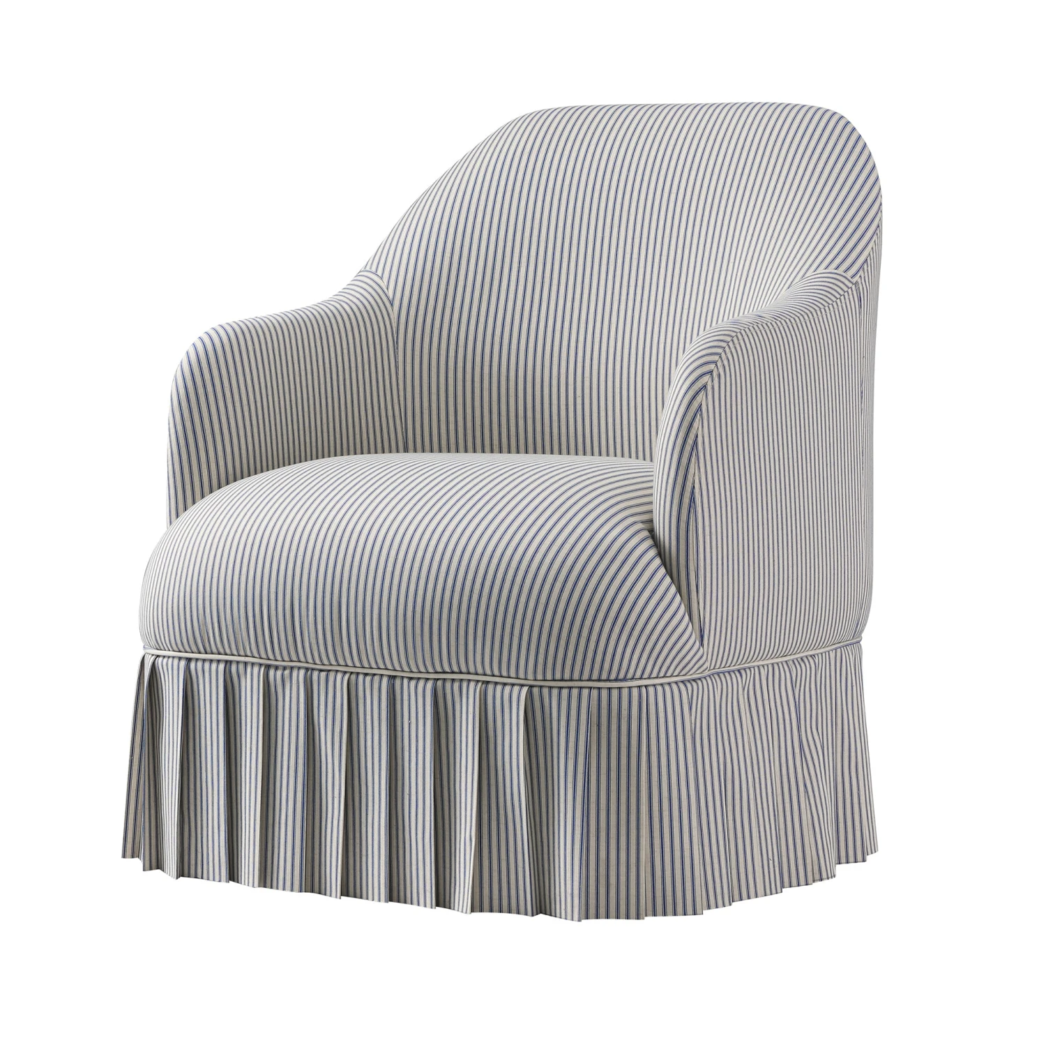 Calliope Skirted Armchair, Blue Striped - Image 7