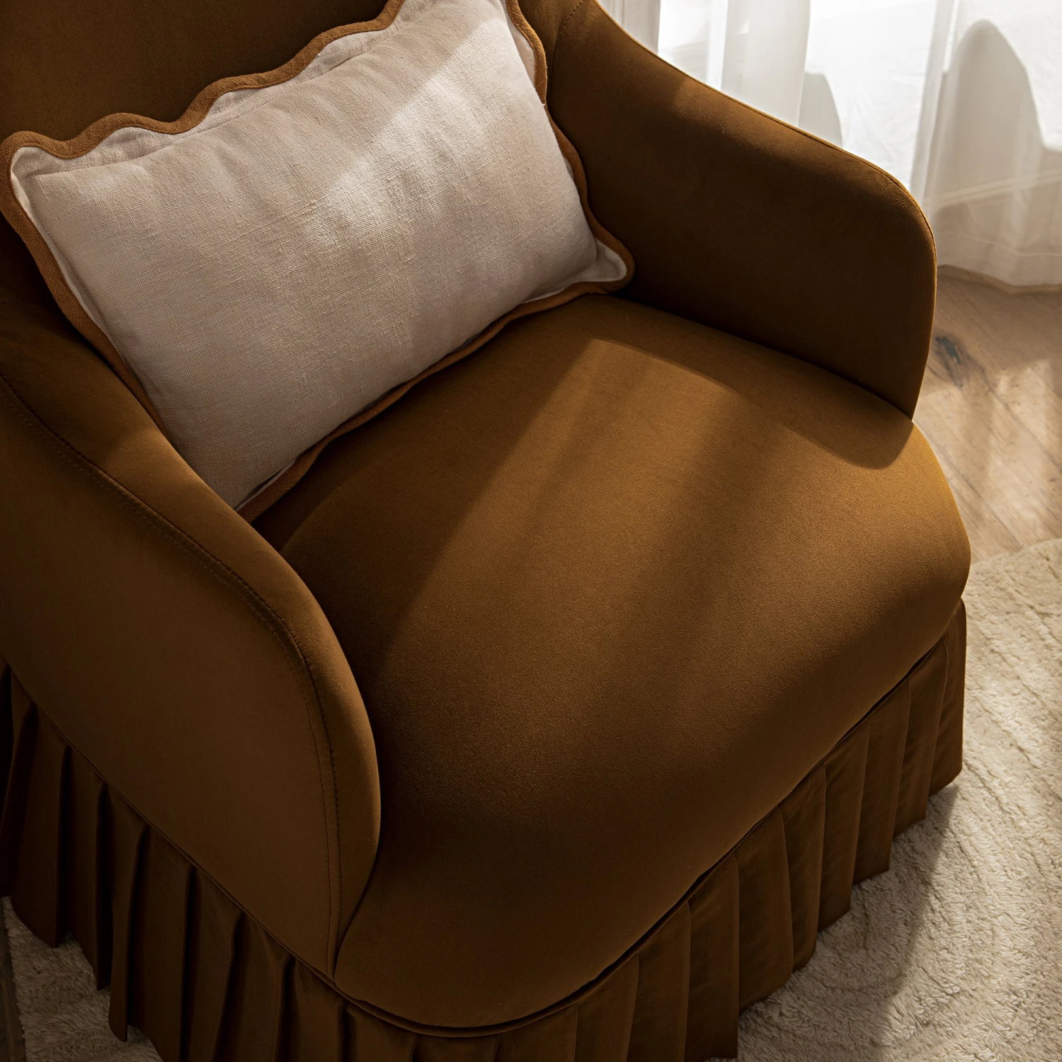 Calliope Skirted Armchair, Cinnamon Velvet - Image 2