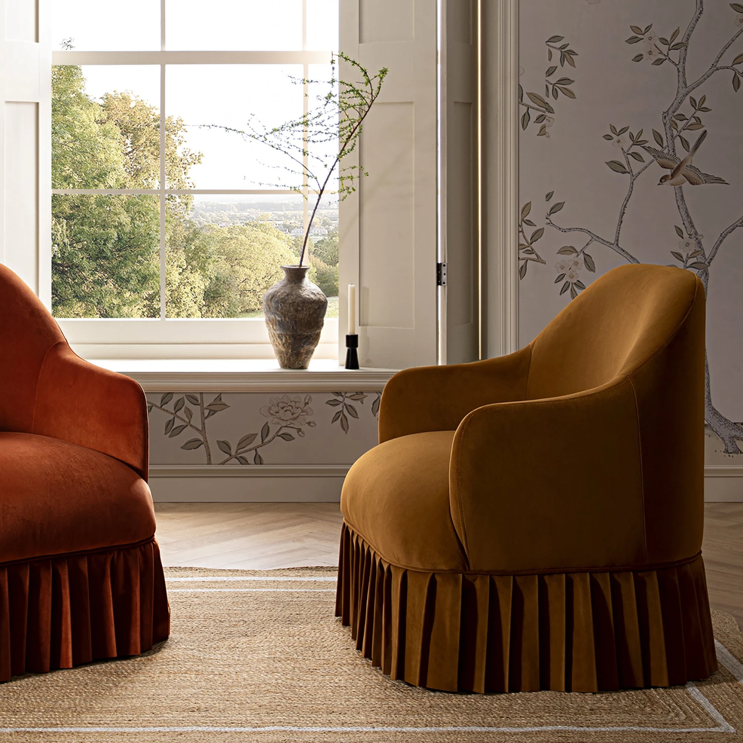 Calliope Skirted Armchair, Cinnamon Velvet - Image 6