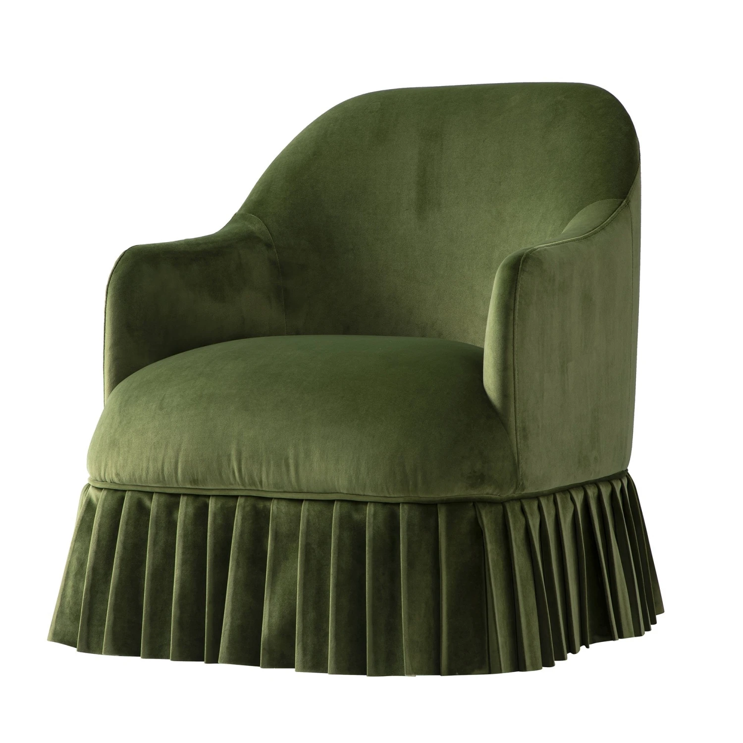 Calliope Skirted Armchair, Fern Green Velvet - Image 7