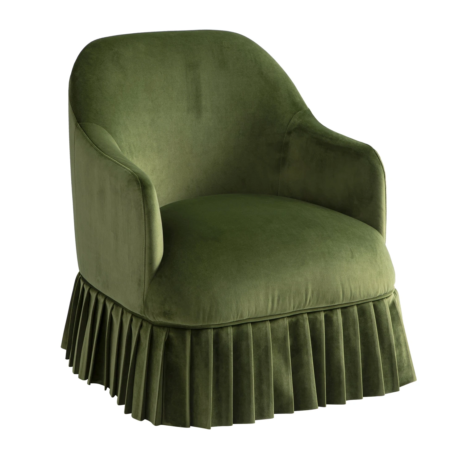 Calliope Skirted Armchair, Fern Green Velvet - Image 9