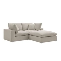 Lutyens Oatmeal Weave Fabric Modular Sofa, 2-Piece Chaise
